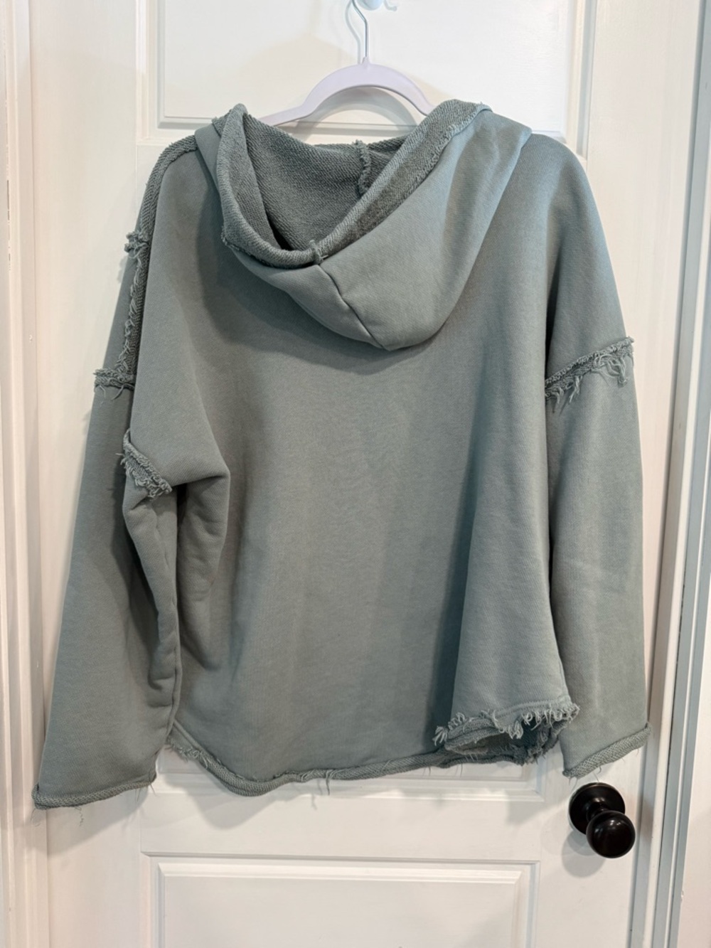 Natural Life Hoodie Pullover Sage Green Raw Hem Boho S/M - Picture 4 of 4
